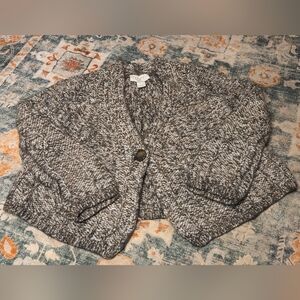 LOFT Brown, Cream, Gold Alpaca Wool Blend One Button Cardigan Sz XS Petites